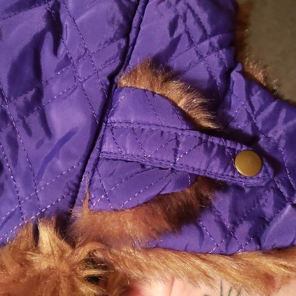 purple faux fur lined hat - Picture 3 of 4